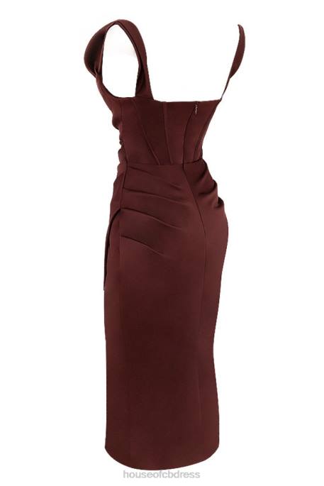 House of CB Rhoda Raisin Off Shoulder Corset Dress Clothing 4H6N594