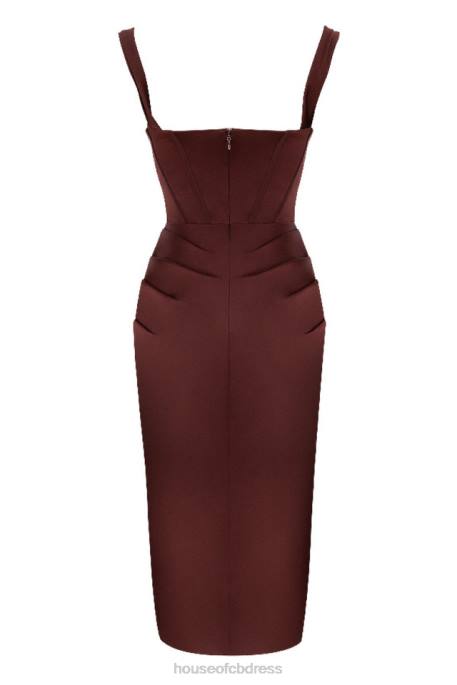 House of CB Rhoda Raisin Off Shoulder Corset Dress Clothing 4H6N594