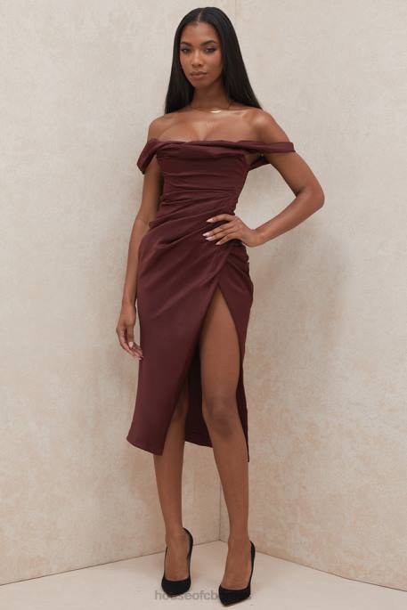House of CB Rhoda Raisin Off Shoulder Corset Dress Clothing 4H6N594