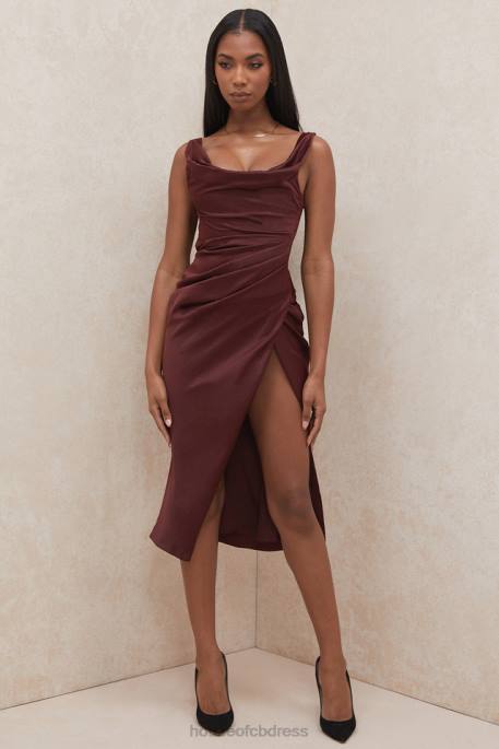 House of CB Rhoda Raisin Off Shoulder Corset Dress Clothing 4H6N594