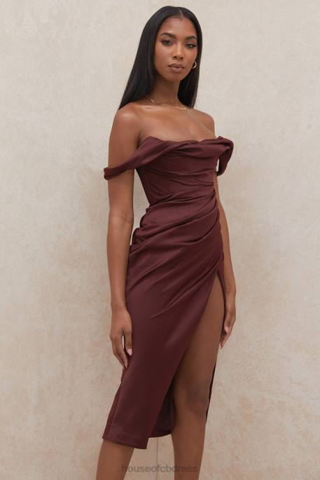 House of CB Rhoda Raisin Off Shoulder Corset Dress Clothing 4H6N594