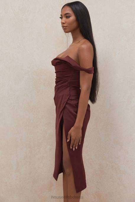 House of CB Rhoda Raisin Off Shoulder Corset Dress Clothing 4H6N594