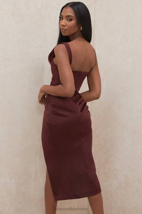 House of CB Rhoda Raisin Off Shoulder Corset Dress Clothing 4H6N594