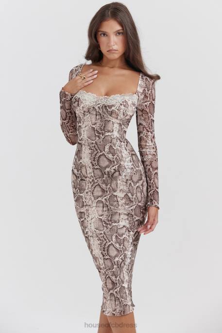 House of CB Seraphina Snake Print Corset Dress Clothing 4H6N145