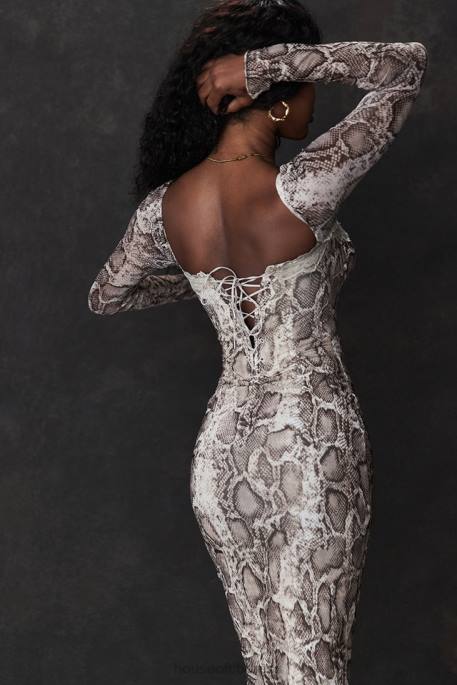 House of CB Seraphina Snake Print Corset Dress Clothing 4H6N145