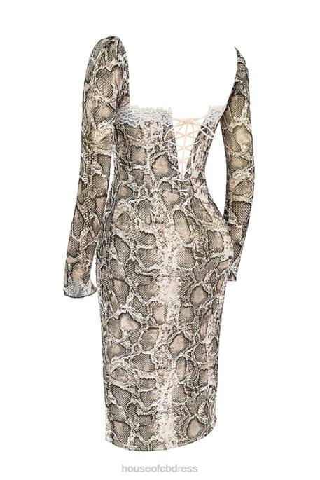 House of CB Seraphina Snake Print Corset Dress Clothing 4H6N145