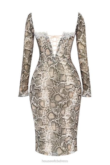 House of CB Seraphina Snake Print Corset Dress Clothing 4H6N145