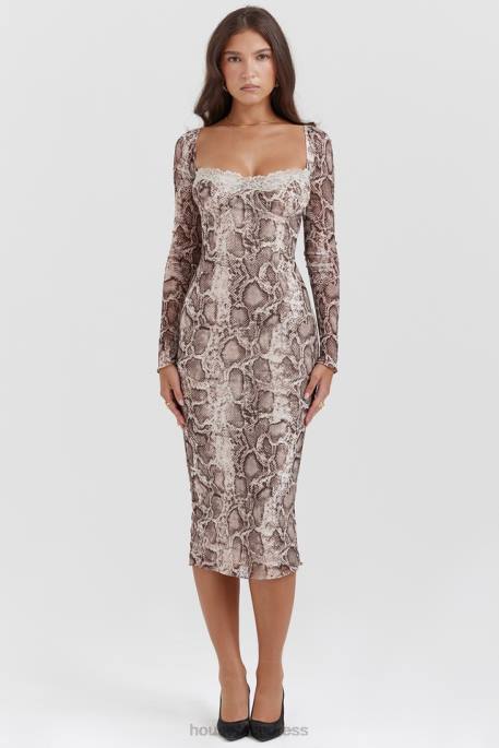 House of CB Seraphina Snake Print Corset Dress Clothing 4H6N145