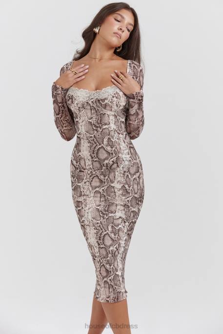 House of CB Seraphina Snake Print Corset Dress Clothing 4H6N145
