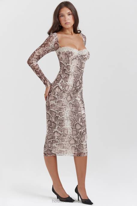 House of CB Seraphina Snake Print Corset Dress Clothing 4H6N145