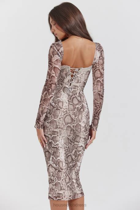 House of CB Seraphina Snake Print Corset Dress Clothing 4H6N145