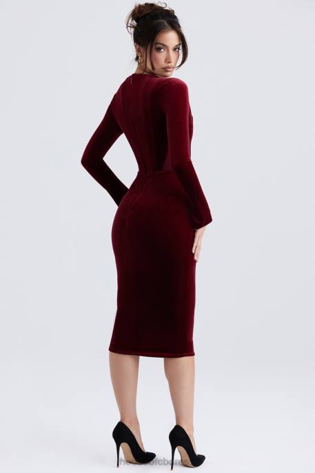 House of CB Solaine Wine Velvet Corset Dress Clothing 4H6N338