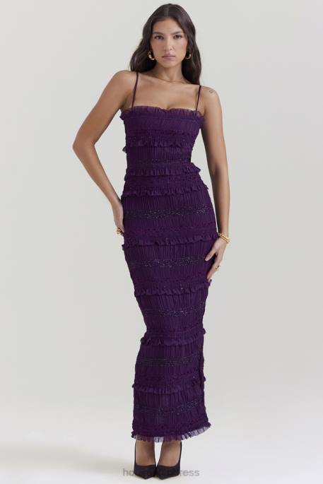 House of CB Solana Grape Sequin Pleat Corset Dress Clothing 4H6N121