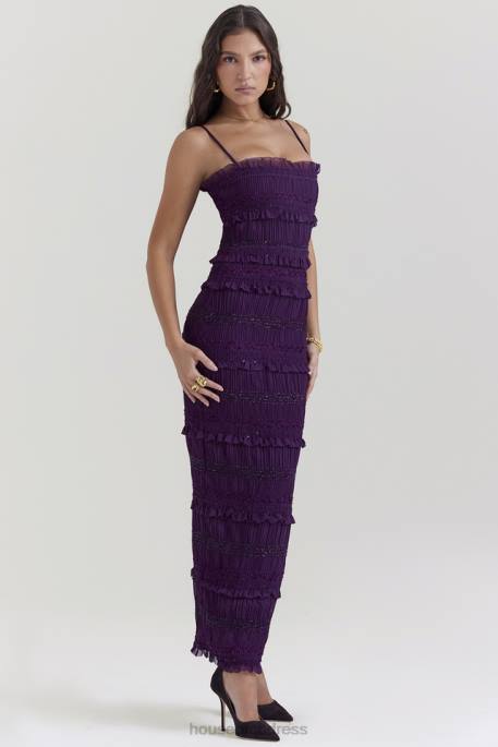 House of CB Solana Grape Sequin Pleat Corset Dress Clothing 4H6N121