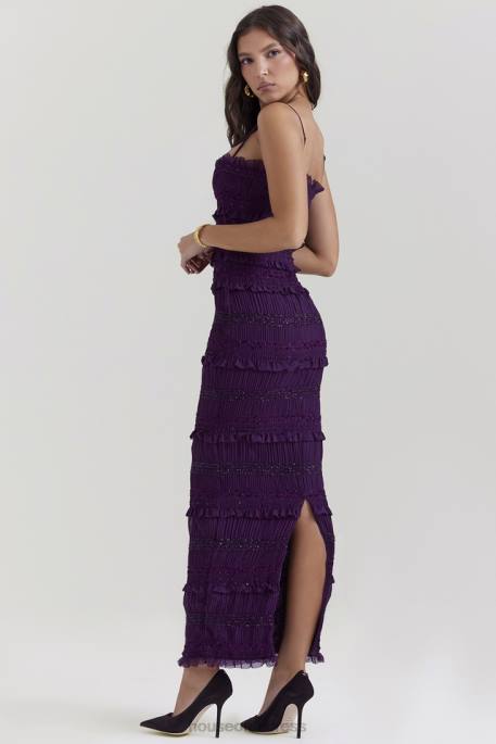 House of CB Solana Grape Sequin Pleat Corset Dress Clothing 4H6N121
