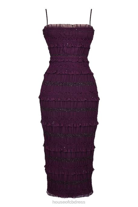House of CB Solana Grape Sequin Pleat Corset Dress Clothing 4H6N121