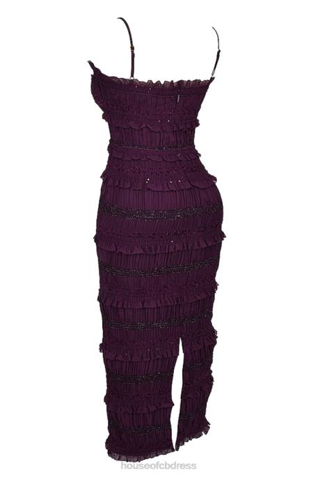 House of CB Solana Grape Sequin Pleat Corset Dress Clothing 4H6N121