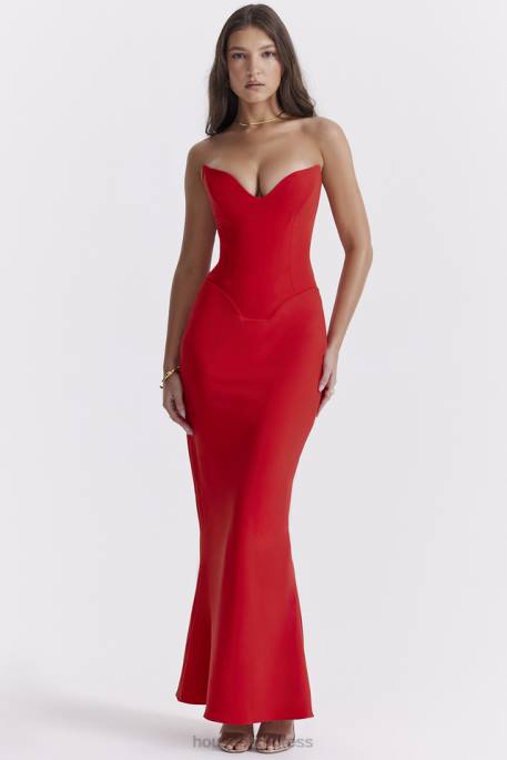 House of CB Tamara Cherry Strapless Corset Dress Clothing 4H6N230