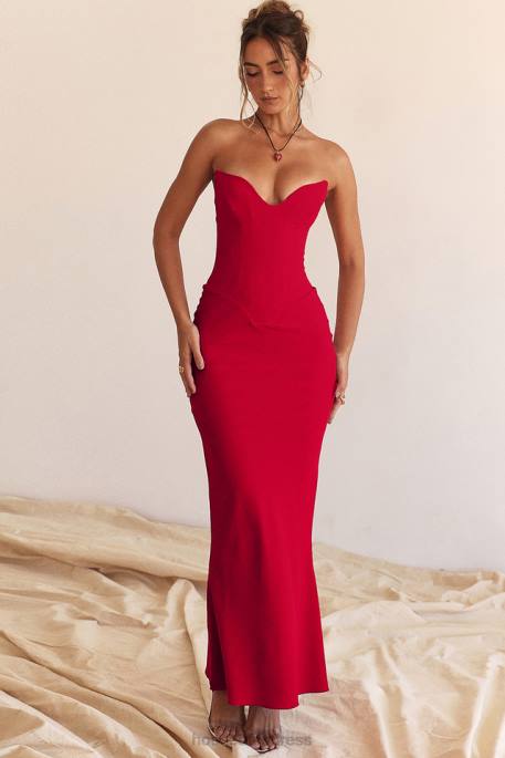 House of CB Tamara Cherry Strapless Corset Dress Clothing 4H6N230