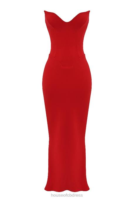 House of CB Tamara Cherry Strapless Corset Dress Clothing 4H6N230