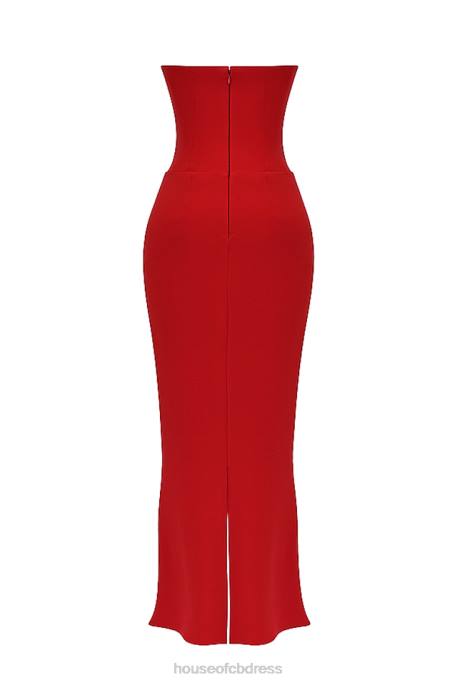 House of CB Tamara Cherry Strapless Corset Dress Clothing 4H6N230