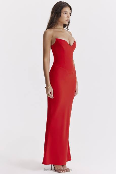 House of CB Tamara Cherry Strapless Corset Dress Clothing 4H6N230