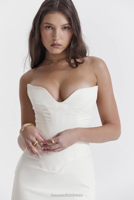 House of CB Tamara Ivory Strapless Corset Dress Clothing 4H6N224