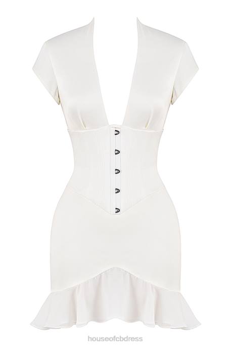 House of CB Tianna Ivory Ruffle Corset Dress Clothing 4H6N401