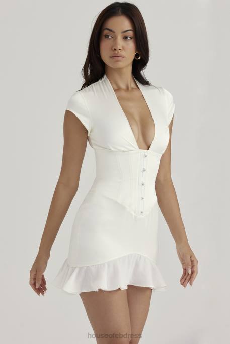House of CB Tianna Ivory Ruffle Corset Dress Clothing 4H6N401