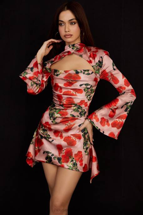 House of CB Toira Rose Print Draped Corset Dress Clothing 4H6N503