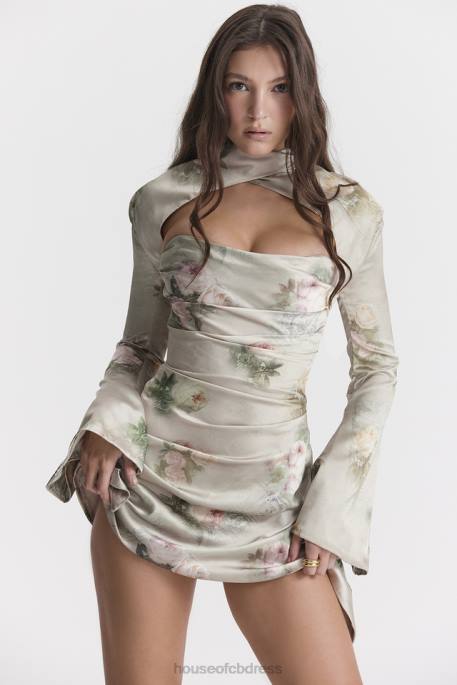 House of CB Toira Vintage Floral Draped Corset Dress Clothing 4H6N272