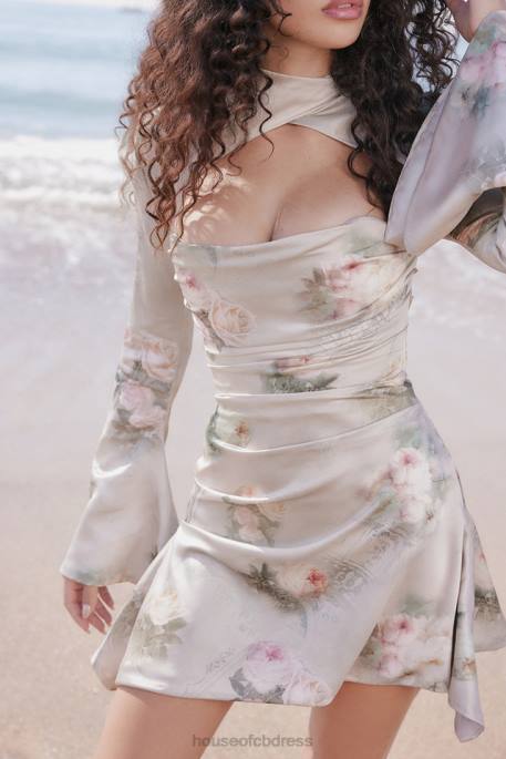 House of CB Toira Vintage Floral Draped Corset Dress Clothing 4H6N272