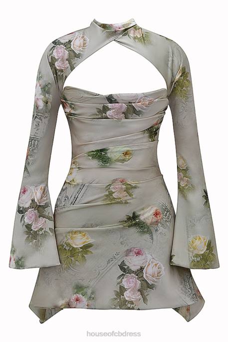 House of CB Toira Vintage Floral Draped Corset Dress Clothing 4H6N272