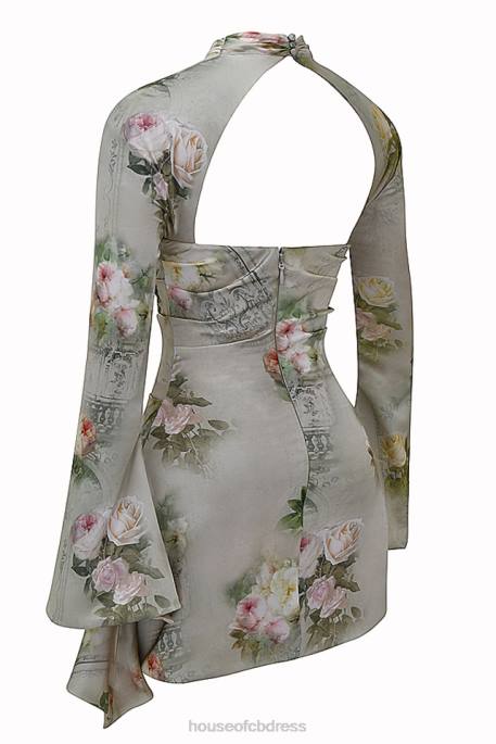 House of CB Toira Vintage Floral Draped Corset Dress Clothing 4H6N272