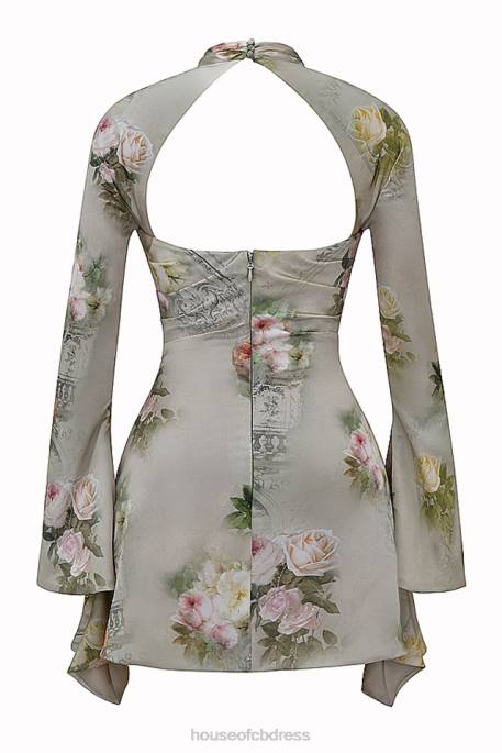 House of CB Toira Vintage Floral Draped Corset Dress Clothing 4H6N272