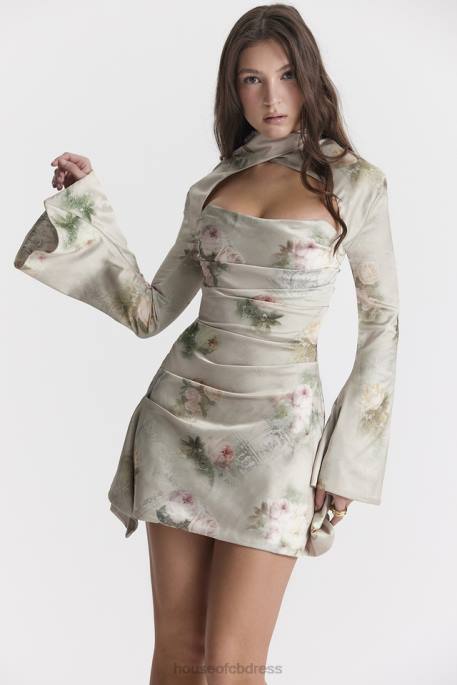 House of CB Toira Vintage Floral Draped Corset Dress Clothing 4H6N272