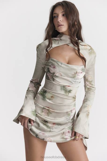 House of CB Toira Vintage Floral Draped Corset Dress Clothing 4H6N272