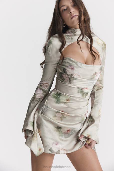 House of CB Toira Vintage Floral Draped Corset Dress Clothing 4H6N272