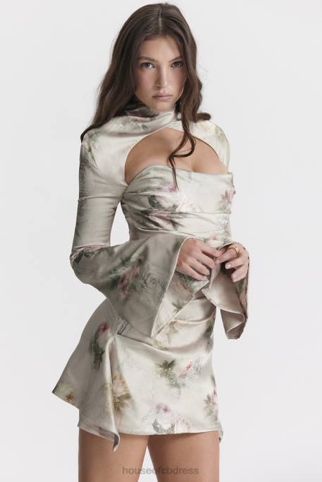 House of CB Toira Vintage Floral Draped Corset Dress Clothing 4H6N272