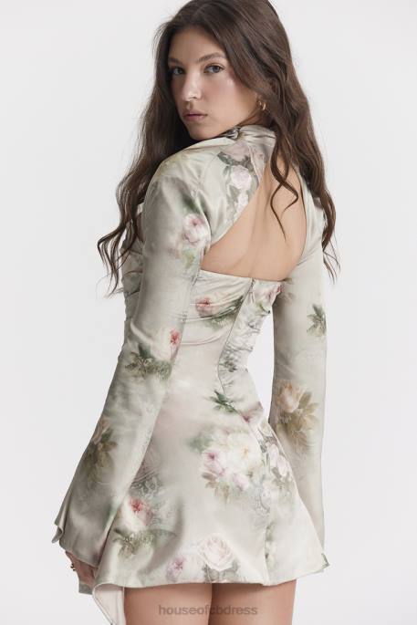 House of CB Toira Vintage Floral Draped Corset Dress Clothing 4H6N272