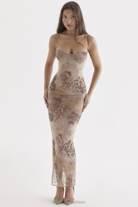 House of CB Aiza Cream Floral Print Maxi Dress Clothing 4H6N295