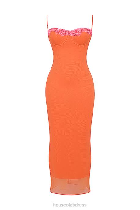 House of CB Aiza Flame Orange Maxi Dress Clothing 4H6N192