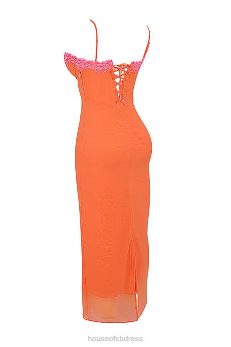 House of CB Aiza Flame Orange Maxi Dress Clothing 4H6N192
