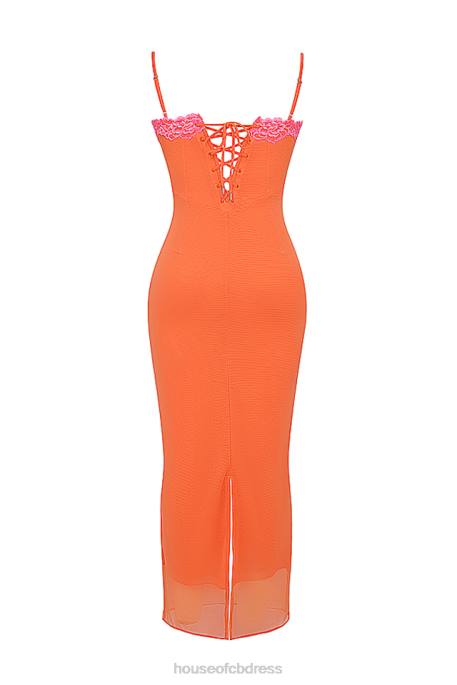 House of CB Aiza Flame Orange Maxi Dress Clothing 4H6N192