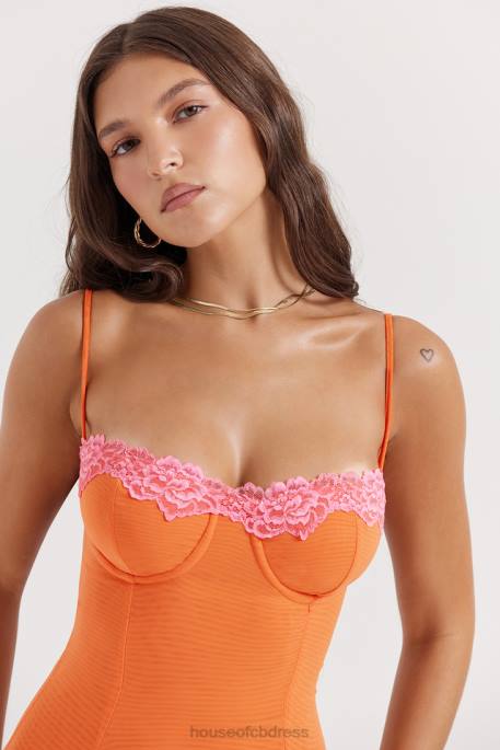 House of CB Aiza Flame Orange Maxi Dress Clothing 4H6N192