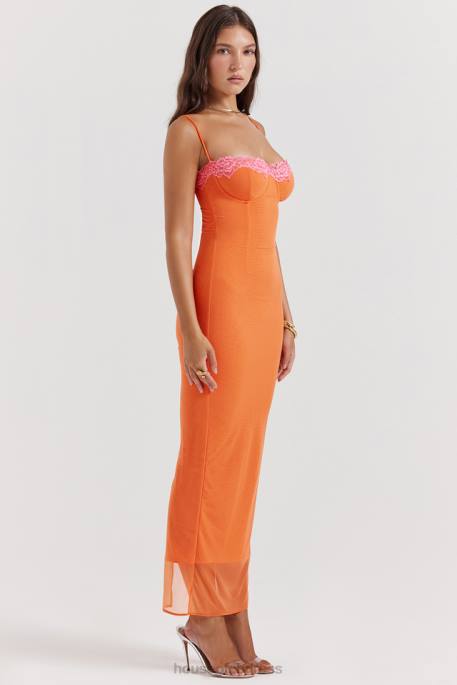 House of CB Aiza Flame Orange Maxi Dress Clothing 4H6N192