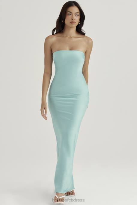 House of CB Alette Jade Satin Strapless Maxi Dress Clothing 4H6N408