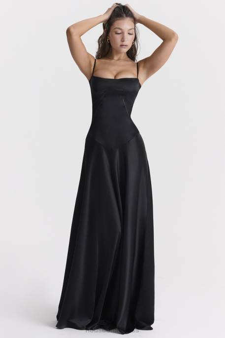 House of CB Anabella Black Lace Up Maxi Dress Clothing 4H6N273
