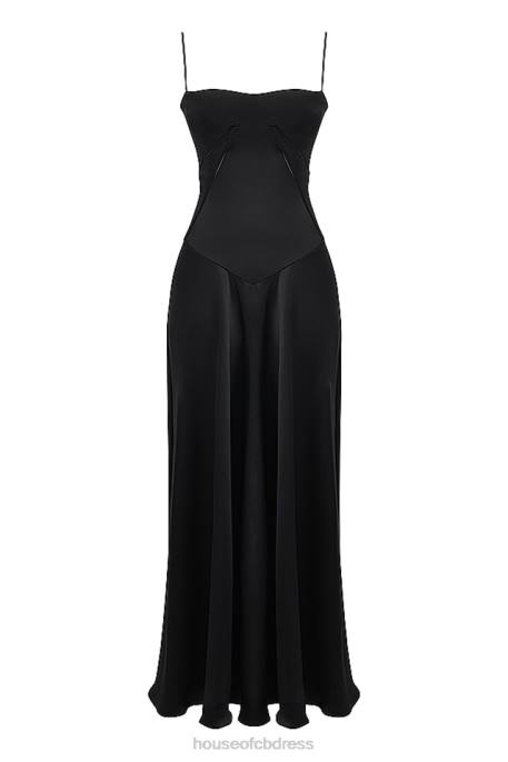 House of CB Anabella Black Lace Up Maxi Dress Clothing 4H6N273