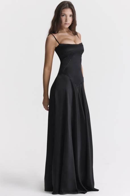 House of CB Anabella Black Lace Up Maxi Dress Clothing 4H6N273